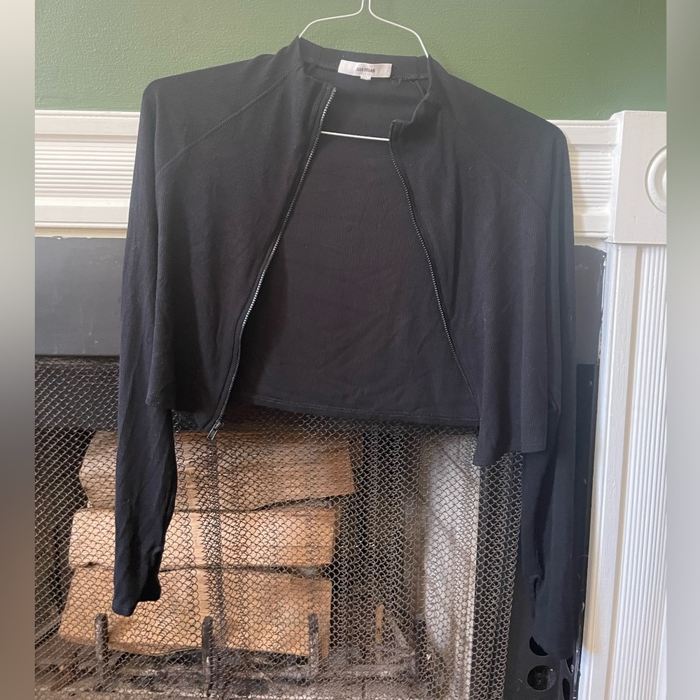 Joah Brown long sleeve crop zip top
